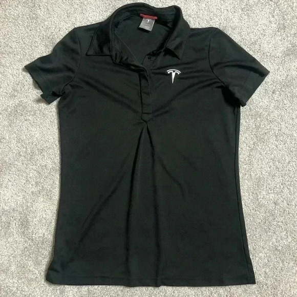 Tesla Polo Shirt Small Black Logo Short Sleeves - Picture 1 of 8